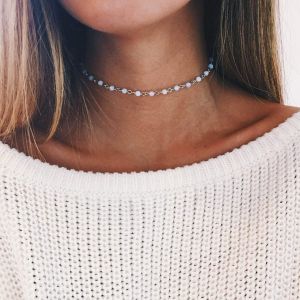 Kales-Collier Ras Du Cou En Pierre Arc-En-Ciel Court En Cristal Doré Collier Simple Bohème Pour Femmes Et Filles - Neuf