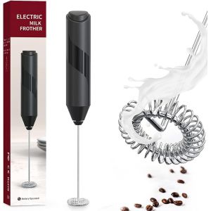 CMWS-Mousseur à lait portatif (fonctionne avec piles) - Fouet électrique - Pour café, latte, chocolat chaud, macha, mini portable - Neuf