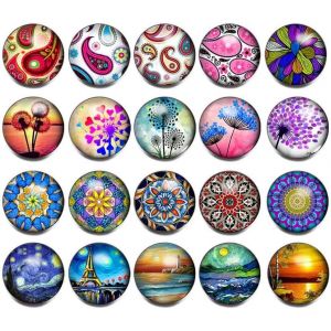 Kalsw-Bouton Pression En Verre Bijoux Charms De 18mm (E) - Neuf