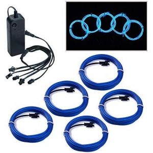 Guirlande Lumineuse Led, 5 * 1 M Neon Flexible Lumineux Décoration À Piles Pour Fête/Noël/Anniversaire/Soirée/Mariage, 3 Modes Éclairage Avec Télécommande - Neuf