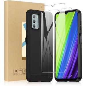 Lot De 2 Coques En Verre Tremp&eacute; + Tpu Mat Anti-Rayures, Anti-Traces De Doigts, Absorption Des Chocs, Protection D'&eacute;cran Int&eacute;gr&eacute;e Pour Nokia G22 - Neuf