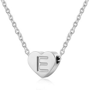 Collier Femme Coeur Argent Avec Lettre Pendentif Collier Pr&eacute;nom Initiale Femme Et Fille Anniversaire Cadeau Exquis Et Mignon - Neuf