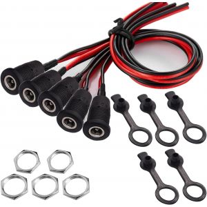 5PCS Connecteur DC 5,5 x 2,1 kit,Connecteur Alimentation &Agrave; Souder,DC d'alimentation Connecteur,Connecteur Plug DC 12v 10A,Panneau Monture Connecteur(avec Ligne) - Neuf