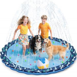 Kal-Tapis De Jet D'eau Jouets Pour Enfants, 170cm Tapis D'arrosage Jeux D Eau Exterieur Pour Enfants, Arroseurs Jeux D Eau Exterieur Piscine Enfant Chien, Fond Antid&eacute;rapant Et &Eacute;pais En Pvc - Neuf