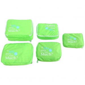 DINIWELL 5pcs Organisateur de voyage V&ecirc;tements Sac de rangement Pochette &agrave; bagages Sac &agrave; main Valise rouge Vert - Neuf