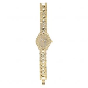 Femmes À La Mode Femme Analogique Quartz Strass Montre Alliage Bande Montre-Bracelet Or - Neuf