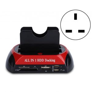 Station d'accueil pour disque dur double SaTa IDE 2,5""/3,5"", hub USB 2.0, prise britannique - Neuf