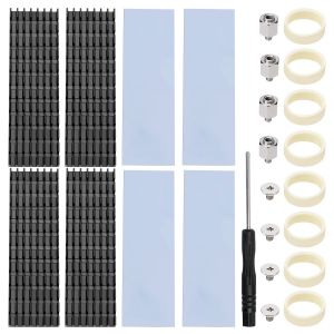 4 Pi&egrave;ces Dissipateur M.2 SSD, Dissipateur Thermique en Aluminium, avec Vis SSD M.2 et Pad Adh&eacute;sive Thermique, pour Ordinateur Refroidisseur M.2, 70X22X6mm, Noir - Neuf