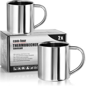 Eryi-® 2x Tasse Thermique En Acier Inoxydable - 180 Ml Par Tasse - Tasse Isolante À Double Paroi - Tasse À Café Incassable - Tasse À Boire Thermique - Tasse De Camping - Tasse - Sans Bpa (180ml) - Neuf