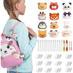 KALANKA-12 Pièces Kit de Couture pour Enfants, Arts Et Artisanat pour Débutants, Kits de Couture en Feutre de Animal, Jouets à Coudre DIY, Porte-clés, Breloques, kit de Couture Facile - Neuf