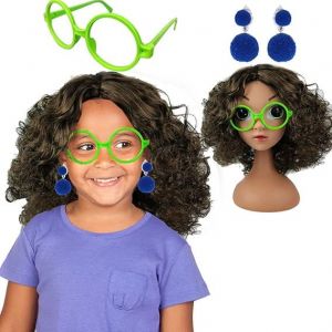 Fille Mirabelle Perruque Et Lunettes Fille Encanto Princesse Jeu De Rôle H - Neuf