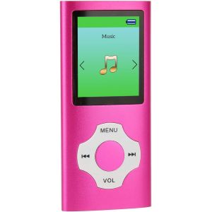 Lecteur MP3, Lecteur de Musique Portable avec écran LCD 1,8 Pouces, Prise en Charge de L'enregistrement de la Radio FM, Prise en Charge des MP3, WMA, FLAC, Ape, AAC, OGG, ACELP (Rose) - Neuf