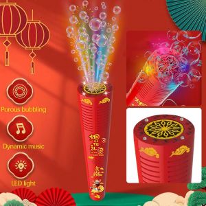 Jouets Pour Enfants Machine &Agrave; Bulles Portable,Musique Audiovisuelle Jouets Pour Enfants Jouets Du Nouvel An Bulle Enti&egrave;rement Automatique,Machine &Agrave; Bulles Avec 12 Trous 100ml - Neuf