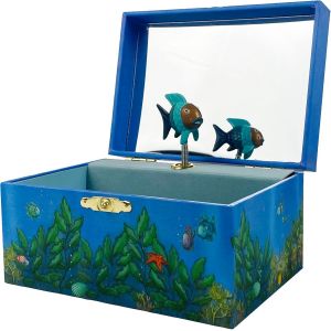 Eryi-- Poisson Arc En Ciel. - Boîte À Trésors & Bijoux Musicale - Idéal Cadeau Enfant - Phosphorescent - Brille Dans La Nuit - Musique Elfen Lied - Colori Bleu Nuit - Neuf