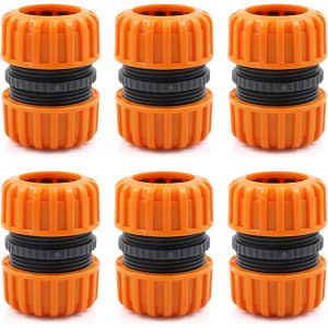 Lot de 6 raccords de tuyau d'arrosage-Kit de réparation pour tuyau d'arrosage-19 mm (3/4"")-Jaune - Neuf