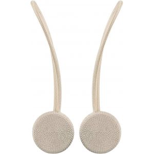 Lot De 2 Embrasses De Rideaux Magnétiques Beiges, Boucle De Rideau Décorative Tissée À La Main Avec Un Magnétisme Puissant Et Durable, Embrasse De Rideau Pour Le Bureau À Domicile, Forme Macaron - Neuf