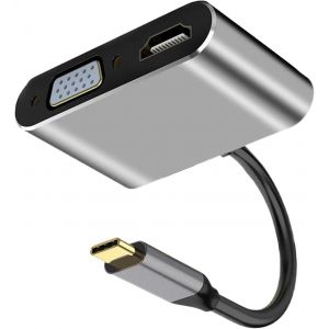 Convertisseur vidéo multi-affichage mâle femelle-Convertisseur vidéo multi-écrans mâle femelle|Hub portable 4 en 1 pour cinéma maison - Neuf
