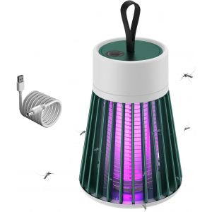 Lampe Anti Moustique,Tue Mouche Electrique Interieur,Anti Moustique Electrique Exterieur,Anti Insectes Répulsif Puissant Efficace Portée Piege UV Mouche Lampe Piège 100m² (USB sans Batterie,Vert) - Neuf