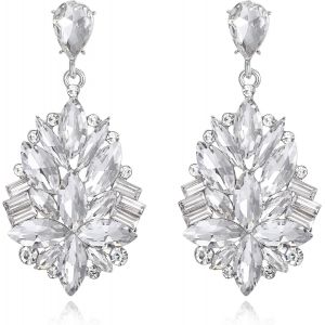 Kal-Boucles D'oreilles Cristal Pour Mari&eacute;e Lustre Pendaison Clair Ton D'argent Cadeau Sp&eacute;cial Bijoux Femme Mariage F&ecirc;te Des M&egrave;res D'anniversaire No&euml;l Saint Valentin - Neuf