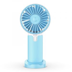 Ventilateur Portable, 2400mAh Mini Ventilateur USB Petit à Main de Table Rechargeable, Ventilateur Silencieux avec 3 Vitesses Réglable Portable Fan pour Maison, Bureau et Voyage(bleu) - Neuf