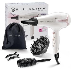 Kit Sèche Cheveux Professionnel 2300w Blanc Et Rose - Séchage Rapide, Chaleur Maîtrisée - Adapté Tous Types Cheveux - Accessoire Coiffure, Brushing - Brosse Ronde, Diffuseur Inclus - Neuf
