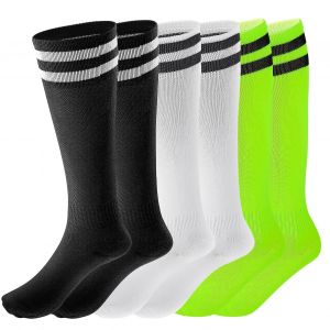 3 Paires De Chaussettes De Football Pour Enfants, Chaussettes Antid&eacute;rapantes Avec Bas De Serviette, Chaussettes De Football Longues Et Respirantes Pour Le Rugby, Le Hockey, La Course Ou L'entra&icirc;nement Pour Les Enfants &Acirc;g&eacute;s De 5 &Agrave; 12 Ans - Neuf