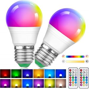 Kalanka-2 Pack Ampoules Led Edison Multicolores &Agrave; Intensit&eacute; Variable G45 5w Avec T&eacute;l&eacute;commande, Culot E27 &Agrave; Vis, Changement De Couleur, Rgb+ Blanc Chaud, Id&eacute;ales Pour L'&eacute;clairage Quotidien Et D'ambian - Neuf