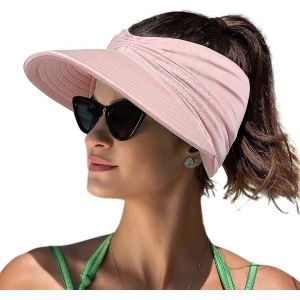 Femmes Sport Pare-Soleil Chapeaux, Vide Top Casquette De Baseball, Femmes Chapeaux De Soleil Avec Protection Uv, Chapeaux De Soleil Pour Jeunes Filles Femmes Plage, Rose - Neuf