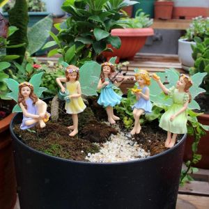 Lot De 5 Mini Figurines De Fées De Jardin En Pot Pour Décoration De Micro - Neuf