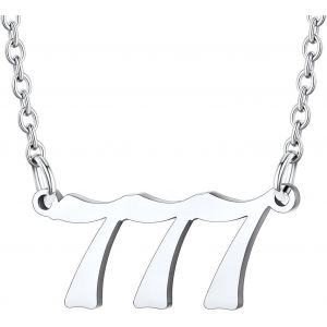 Kal-Collier Femme Nombre Ang&eacute;lique 000-999 En Acier Inoxydable/Plaqu&eacute; Or, Pendentif Num&eacute;ro D'ange Porte-Bonheur Pour Fille - Neuf