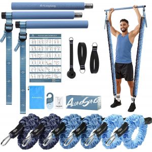 Elastiques De Musculation Barre De Pilates Avec 6 Bandes De Résistance Élastique 180lbs Ou 240lbs Ancrage De Porte Réglable Amovible Pour Fitness Yoga Étirement Squat.[K1289] - Neuf