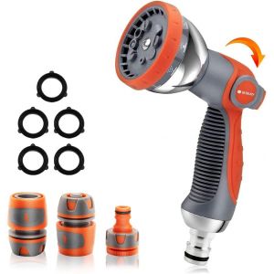 JGD-BIBURY Pistolet Arrosage Jardin, Pistolet d'arrosage, Pulv&eacute;risateur de Jardin, Pistolet de Jardinage, 10 Modes d'arrosage avec 3 Interface pour Lavage des Voitures, Jardins, Plantes, Animaux - Or - Neuf