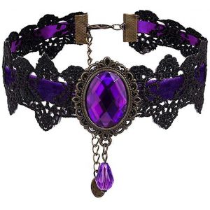 Rétro Handmade Craft Lace Royal Court Vampire Choker Gothic Collier Bracelet Noir Pendentif Cha - Neuf
