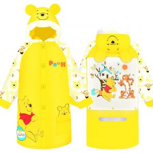 Hjlian Poncho De Pluie Impermeable A Capuche En Pvc Avec Grand Bord Pour Enfants, Motif Dessin Anime, Ours Jaune, Taille Xl - Neuf