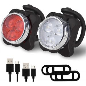 Ensemble D'éclairage De Vélo,Lumières De Vélo Rechargeables Usb Super Lumineuses,Lumières De Vélo De Route De Montagne Étanches Rechargeables,Lumières De Vélo À Led De Sécurité Et De Montage Facile - Neuf