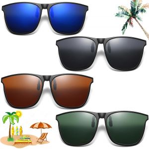 4 Pièce Clip Pour Lunettes De Soleil, Clip Lunettes De Soleil Polarisées, Clip Lunettes De Soleil Homme Femme, Relevable Et Ultra Léger, Convient À La Plupart Des Lunettes(4 Couleurs) - Neuf