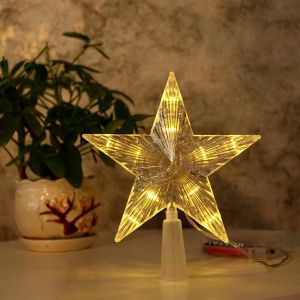 Guirlande lumineuse &agrave; 30 LED en forme d'&eacute;toile pour sapin de No&euml;l, fonctionne sur piles, plastique transparent, 23 x 23 x 2,5 cm - Neuf