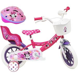 Subzonal-V&eacute;lo Enfant 12' De &Eacute;quip&eacute; De 1 Frein, Panier Avant, Porte Poup&eacute;e Arri&egrave;re, Garde Boues + Casque Inclus !, Rose - Neuf