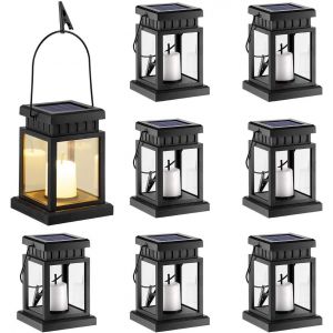 8 Lanternes Solaires Suspendues D'Extérieur, Lanternes Solaires Extérieures, Lanterne D¿Extérieur Avec Bougie Pour Jardin, Patio, Pelouse, Terrasse, Cour, Allée-Blanc Chaud - Neuf