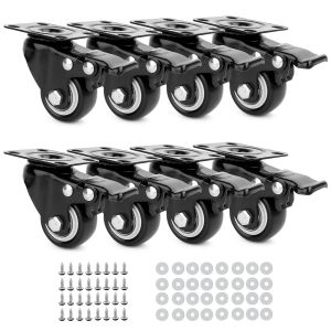 MEVRONISSHOP-8 Pi&egrave;ces Roulettes pour Meubles 40mm - Charge Lourde Jusqu'&agrave; 200KG avec 8 Frein - Pivotantes avec Vis et Rondelles pour Transport, Table, Armoire - Neuf