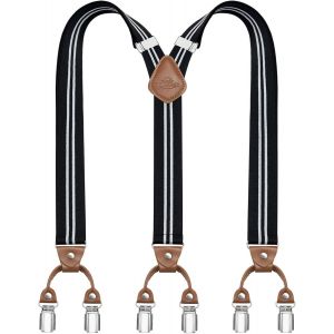 Cauc-Bretelles Pour Hommes Avec 6 Pinces M&eacute;talliques En Y Ajustables Bretelles Pour Pantalons Bretelles &Eacute;lastiques Robustes Pour Hommes - Neuf