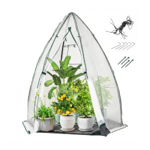 Mini Serre Portable Lot De 1 160 X 139 X 182 Cm Acc&egrave;s Facile Protection M&eacute;t&eacute;o Optimale Design Contemporain En Pe Blanc Helloshop26 20_0018506 - Neuf