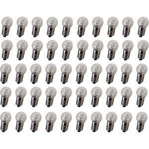 Dc 50 Pcs E10 6v 0,3 A Blanc Chaud Ampoule Ampoules Miniature Culot &Agrave; Vis - Neuf
