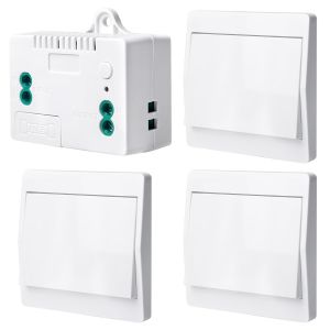 CHECARZHN--NO1-Interrupteur Sans Fil, Interrupteur D'Éclairage Sans Fil, 433.92Mhz Interrupteur De Sécurité De L'Émetteur Rf Et 10A Contrôleur De Récepteur, Interrupteur Mural Auto Alimenté Avec Fusi - Neuf