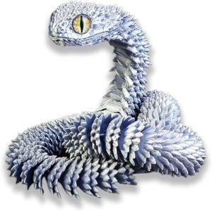 KAL-Jouets D'Animaux Imprim&eacute;s En 3D, Jeu De Serpent Imprim&eacute; En 3D, Ornement De Bureau, Statue De Serpent, Jouet Mobile De Serpent, Jouet &Agrave; Presser Pour L'Autisme/Tdah (75 Cm, Argent&eacute;) - Neuf
