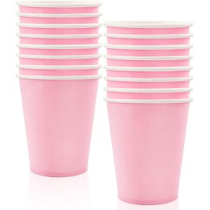 Sjzg-16 Pièces Rose Gobelets En Papier Pour Fête Anniversaire,Rose Papier Tasse Pour Décoration Anniversaire Homme Femme - Neuf