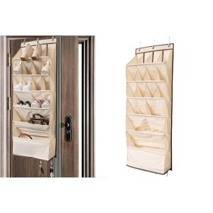 Organisateur de chaussures suspendu &agrave; 16 compartiments pour rangement de porte, en tissu Oxford 600D, convient aux portes de placard double et de salle de bain. - Neuf