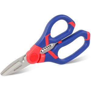 Ciseaux d'electricien et Denudeur de Cable 2 en 1 pour Coupe de Tole en Fer, Fil de Fer, Fil de Cuivre et Denuder Les Cables, Longueur 150mm WORKPRO - Neuf