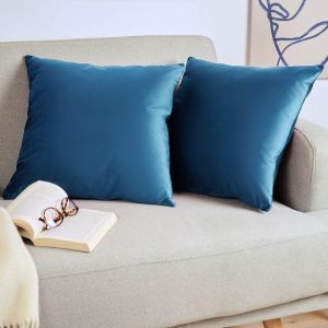 Cauc-Housse De Coussin Canape - Lot De 2 - Housse Coussin 45x45 - Housses De Coussins D&eacute;coratifs Velours - Housse De Coussin 45x45 - Housses De Coussins Canap&eacute; Certifi&eacute;es Oeko-Tex - Bleu Fonc&eacute; - Neuf