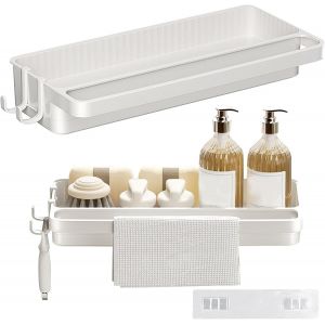 KALANKA-Porte &eacute;ponge Cuisine, Organisateur d'&eacute;vier en Plastique, Rangement multifonctionnel pour ustensiles de cuisine et salle de bain, Montage mural, Vaisselle - Neuf